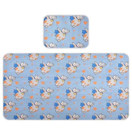 Kühlende Baby-Matratzenauflage, 71,1 x 132,1 cm, atmungsaktiv, Nilpferd, lustiges Tier, fliegendes Herz, Orange / Blau Kühlende Baby-Matratzenauflage, 71,1 x 132,1 cm, atmungsaktiv, Nilpferd, lustiges Tier, fliegendes Herz, Orange / Blau von miaozhen