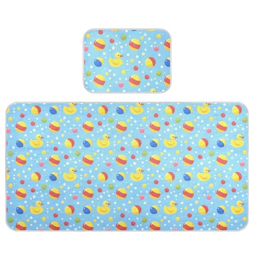 Kühlende Baby-Spielmatratze, 71,1 x 132,1 cm, ultraweich, Motiv: Entchen in der Badewanne, Matratzenschoner für Kinder, Erwachsene Kühlende Baby-Spielmatratze, 71,1 x 132,1 cm, ultraweich, Motiv: Entchen in der Badewanne, Matratzenschoner für Kinder, Erwachsene von miaozhen