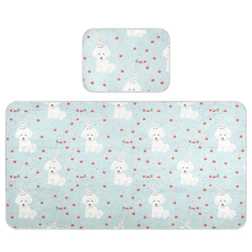 Kühlende Babybett-Matratze, 71,1 x 132,1 cm, atmungsaktiv, blau, Geburtstags-Hunde-Cartoon-Pads, waschbar, wasserdicht, für Kinder, Erwachsene Kühlende Babybett-Matratze, 71,1 x 132,1 cm, atmungsaktiv, blau, Geburtstags-Hunde-Cartoon-Pads, waschbar, wasserdicht, für Kinder, Erwachsene von miaozhen