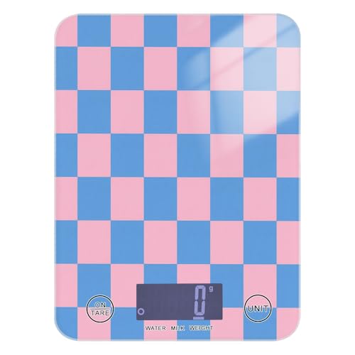 Mini-Lebensmittelwaage mit LCD-Display, 5 kg/5 g, rosa und blau, Schachbrettmuster, Skala in Gramm und Oz, mit 4 Einheiten für Keto-Gewürze, Mahlzeitenvorbereitung, Batterien nicht im Lieferumfang Mini-Lebensmittelwaage mit LCD-Display, 5 kg/5 g, rosa und blau, Schachbrettmuster, Skala in Gramm und Oz, mit 4 Einheiten für Keto-Gewürze, Mahlzeitenvorbereitung, Batterien nicht im Lieferumfang von miaozhen