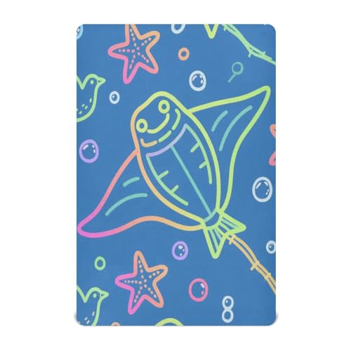 Ocean Animal Manta Ray Seestern Rainbow Cotton Fitted Crib Sheet Toddler Bedding for Crib Mattress 52''x28'' sábanas de cuna para ni?a von miaozhen