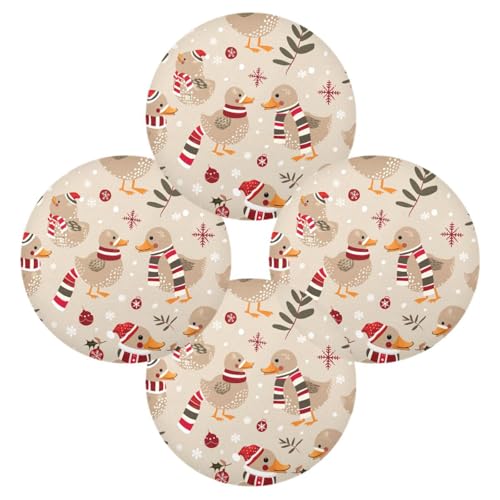 Platzsets für Küchentisch, rund, 39,1 x 39,1 cm, Beige, Ente für den Winter, elegante Dekorationen, Dekoration, 4 Stück von miaozhen
