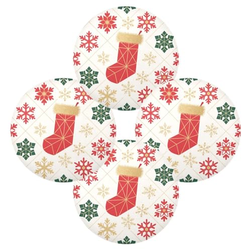 Platzsets mit geometrischem Schneeflocken-Motiv, für Küchentisch, rund, Feiertags-Platzsets, 4 Stück, 39,1 x 39,1 cm, Tapete para la mesa Dekor, dekorativ Platzsets mit geometrischem Schneeflocken-Motiv, für Küchentisch, rund, Feiertags-Platzsets, 4 Stück, 39,1 x 39,1 cm, Tapete para la mesa Dekor, dekorativ von miaozhen