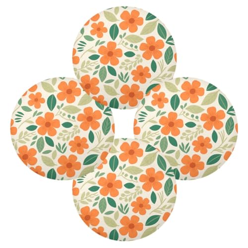 Platzsets mit orangefarbenen Blumenmotiven, rund, Frühlings-Tischsets, 4 Stück, 39,1 x 39,1 cm, Tapete, Para Mesa, Dekoration, dekorativ von miaozhen