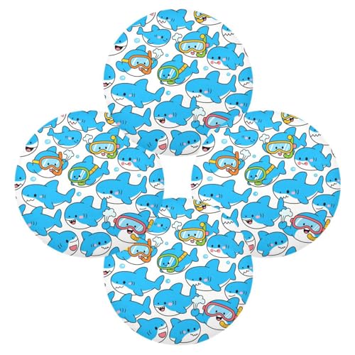 Platzsets mit süßem Delfin-Design, rund, aus Stoff, 39,1 x 39,1 cm, Tapete, Para la Mesa, Dekoration, 4 Stück von miaozhen