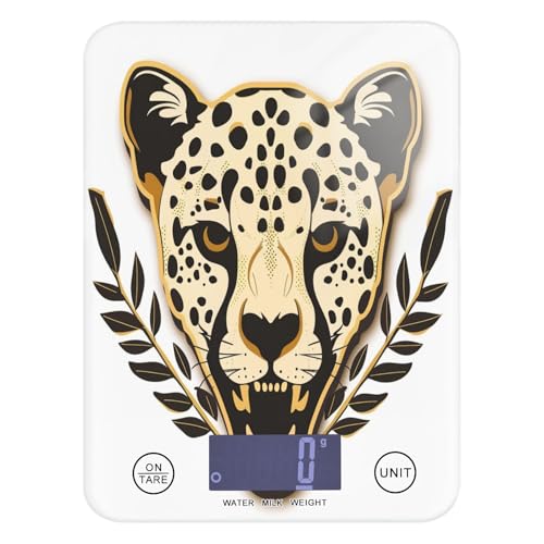 Tragbare Lebensmittelwaage, digital, 5 kg/5 g, Gepardenschädel, Skelett-Eibe, umrissen, goldfarben, mit 4 Einheiten zum Backen von Gewichtsverlust und Gewürzen (Batterien nicht im Lieferumfang Tragbare Lebensmittelwaage, digital, 5 kg/5 g, Gepardenschädel, Skelett-Eibe, umrissen, goldfarben, mit 4 Einheiten zum Backen von Gewichtsverlust und Gewürzen (Batterien nicht im Lieferumfang von miaozhen