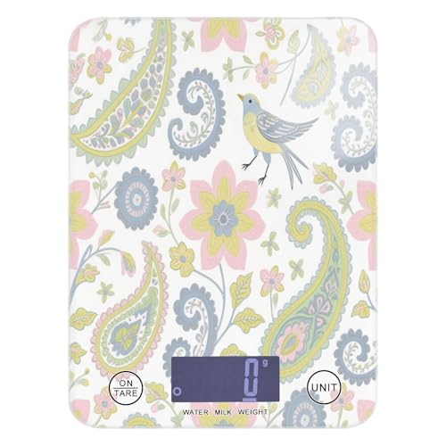 Tragbare Lebensmittelwaage mit LCD-Display, 5 kg/5 g, Grau, Hellgrün, Paisleymuster, Blume, Boho-Grammwaage, digitales Gewicht mit 4 Einheiten für Gewürze, Seife, Seifenherstellung (Batterien nicht im Tragbare Lebensmittelwaage mit LCD-Display, 5 kg/5 g, Grau, Hellgrün, Paisleymuster, Blume, Boho-Grammwaage, digitales Gewicht mit 4 Einheiten für Gewürze, Seife, Seifenherstellung (Batterien nicht im von miaozhen