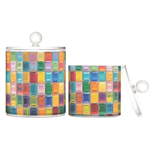 miaozhen Aufbewahrungsbehälter für Ölgemälde, farbiges Glasblock-Muster, transparenter Kunststoff, mit Deckel, Kommode, Essentials, dekorative Aufbewahrungsbehälter für Wattestäbchen, Wattepads miaozhen Aufbewahrungsbehälter für Ölgemälde, farbiges Glasblock-Muster, transparenter Kunststoff, mit Deckel, Kommode, Essentials, dekorative Aufbewahrungsbehälter für Wattestäbchen, Wattepads von miaozhen
