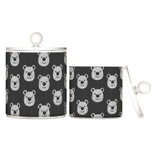 miaozhen Aufbewahrungsboxen aus Kunststoff mit Deckel, Cartoon-Design, schwarz-weißer Bär, dekorative kleine Aufbewahrungsbehälter für Wattestäbchen, Wattepads, Zahnseide-Picker, Büroklammern, 2 Stück miaozhen Aufbewahrungsboxen aus Kunststoff mit Deckel, Cartoon-Design, schwarz-weißer Bär, dekorative kleine Aufbewahrungsbehälter für Wattestäbchen, Wattepads, Zahnseide-Picker, Büroklammern, 2 Stück von miaozhen