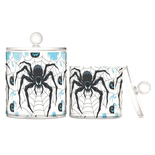 miaozhen Aufbewahrungsboxen aus Kunststoff mit Deckel, Motiv: Wütende Spinnennetz-Sterne, schwarz, blau, transparent, Badezimmer-Utensilien, dekorative Aufbewahrungsbehälter für Wattestäbchen miaozhen Aufbewahrungsboxen aus Kunststoff mit Deckel, Motiv: Wütende Spinnennetz-Sterne, schwarz, blau, transparent, Badezimmer-Utensilien, dekorative Aufbewahrungsbehälter für Wattestäbchen von miaozhen