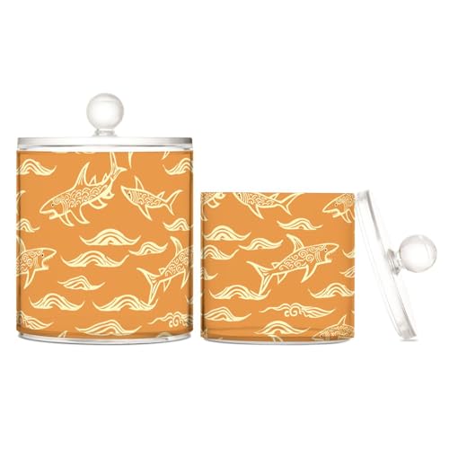 miaozhen Aufbewahrungsboxen aus Kunststoff mit chinesischem Hai-Motiv, transparent, mit Deckel, Speisekammer, Essentials, dekorative Zahnseide-Aufbewahrungsdose für Wattestäbchen, Wattepads miaozhen Aufbewahrungsboxen aus Kunststoff mit chinesischem Hai-Motiv, transparent, mit Deckel, Speisekammer, Essentials, dekorative Zahnseide-Aufbewahrungsdose für Wattestäbchen, Wattepads von miaozhen