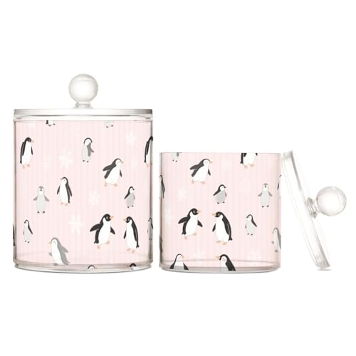 miaozhen Aufbewahrungsboxen aus Kunststoff mit niedlichem Pinguin-Schneeflocken-Motiv, mit Deckel, für Speisekammer, dekorative Aufbewahrungsbehälter für Wattestäbchen, Wattepads, Zahnseide-Picker miaozhen Aufbewahrungsboxen aus Kunststoff mit niedlichem Pinguin-Schneeflocken-Motiv, mit Deckel, für Speisekammer, dekorative Aufbewahrungsbehälter für Wattestäbchen, Wattepads, Zahnseide-Picker von miaozhen