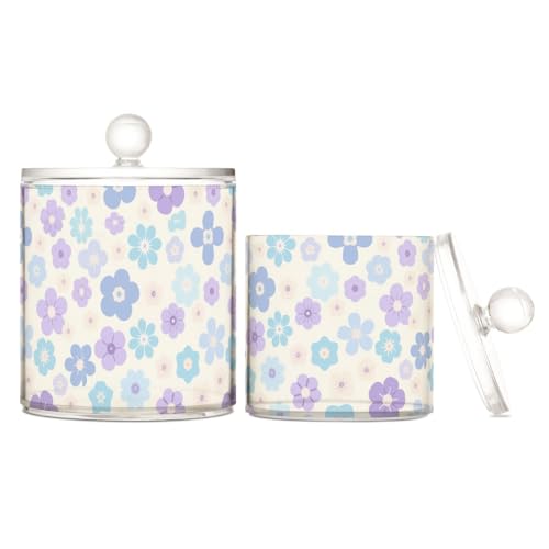 miaozhen Blau-lila Kunststoffbehälter mit kleinen Blumen, transparent, mit Deckel, Speisekammer, Essentials, dekorative kleine Aufbewahrungsbehälter für Wattestäbchen, Wattepads, Zahnseide-Picker miaozhen Blau-lila Kunststoffbehälter mit kleinen Blumen, transparent, mit Deckel, Speisekammer, Essentials, dekorative kleine Aufbewahrungsbehälter für Wattestäbchen, Wattepads, Zahnseide-Picker von miaozhen