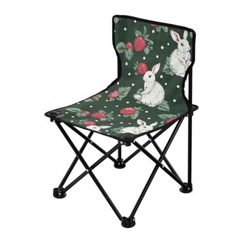 miaozhen Dots Rabbit Strawberries Smaragdgrün zusammenklappbarer ultraleichter Campingstuhl Ultraleichter Klappstuhl Tragetasche inklusive von miaozhen