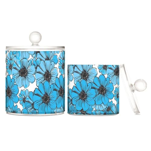 miaozhen Eleganter, leuchtender blauer Blumen-Behälter zur Aufbewahrung mit Deckel, Badezimmer-Utensilien, dekoratives Aufbewahrungsglas für Wattestäbchen, Wattepads, Zahnseide-Picker, Papier miaozhen Eleganter, leuchtender blauer Blumen-Behälter zur Aufbewahrung mit Deckel, Badezimmer-Utensilien, dekoratives Aufbewahrungsglas für Wattestäbchen, Wattepads, Zahnseide-Picker, Papier von miaozhen