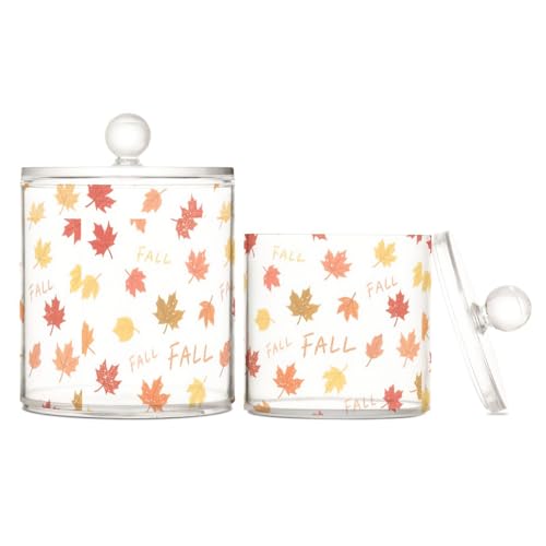 miaozhen Hello Fall Herbst-Ahornblatt-Aufbewahrungs-Organizer mit Deckel, Kommode, Essentials, dekorativer Aufbewahrungsbehälter für Wattestäbchen, Wattepads, Zahnseide-Picker, Büroklammern, 2 Stück miaozhen Hello Fall Herbst-Ahornblatt-Aufbewahrungs-Organizer mit Deckel, Kommode, Essentials, dekorativer Aufbewahrungsbehälter für Wattestäbchen, Wattepads, Zahnseide-Picker, Büroklammern, 2 Stück von miaozhen