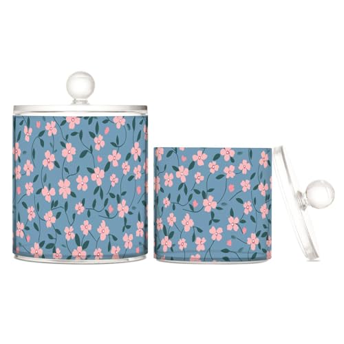 miaozhen Kleine rosa Blumen marineblauer Hintergrund, transparenter Kunststoff-Lebensmittel-Organizer mit Deckel, Büroutensilien, dekorativer Aufbewahrungsbehälter für Wattestäbchen, Wattepads miaozhen Kleine rosa Blumen marineblauer Hintergrund, transparenter Kunststoff-Lebensmittel-Organizer mit Deckel, Büroutensilien, dekorativer Aufbewahrungsbehälter für Wattestäbchen, Wattepads von miaozhen