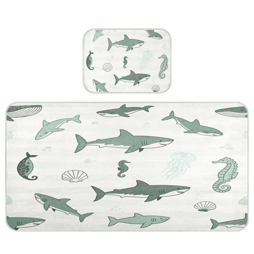 miaozhen Kühlende Baby-Matratze, 71,1 x 132,1 cm, waschbar, Ozean-Tiere, Fische, Hai, dunkelgrüne gestreifte Pads für Kinder für Babys und Kleinkinder miaozhen Kühlende Baby-Matratze, 71,1 x 132,1 cm, waschbar, Ozean-Tiere, Fische, Hai, dunkelgrüne gestreifte Pads für Kinder für Babys und Kleinkinder von miaozhen