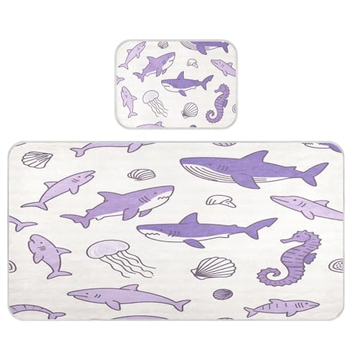 miaozhen Kühlende Baby-Matratze, wasserdicht, 71,1 x 132,1 cm, atmungsaktiv, Ozean-Tiere, Quallen, Hai, violette Streifen, waschbar, für Babys und Kleinkinder miaozhen Kühlende Baby-Matratze, wasserdicht, 71,1 x 132,1 cm, atmungsaktiv, Ozean-Tiere, Quallen, Hai, violette Streifen, waschbar, für Babys und Kleinkinder von miaozhen