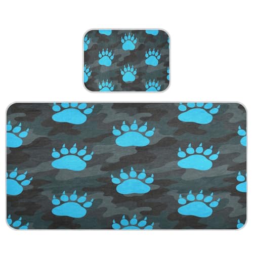 miaozhen Kühlende Baby-Matratze, wasserdicht, 71,1 x 132,1 cm, wiederverwendbar, Tierfußabdruck, Bär, Blau, Schwarz, Camouflage, Kinderbettpolsterung für Babys und Kleinkinder miaozhen Kühlende Baby-Matratze, wasserdicht, 71,1 x 132,1 cm, wiederverwendbar, Tierfußabdruck, Bär, Blau, Schwarz, Camouflage, Kinderbettpolsterung für Babys und Kleinkinder von miaozhen