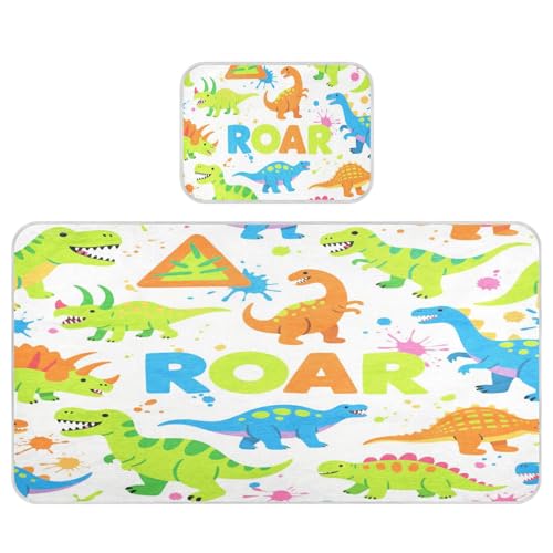 miaozhen Kühlende Babybett-Matratze, 71,1 x 132,1 cm, saugfähig, Cartoon-Roaring Dino, fluoreszierend, Blau, Grün, Weiß, Matratzenauflagen für Kinder, Erwachsene miaozhen Kühlende Babybett-Matratze, 71,1 x 132,1 cm, saugfähig, Cartoon-Roaring Dino, fluoreszierend, Blau, Grün, Weiß, Matratzenauflagen für Kinder, Erwachsene von miaozhen