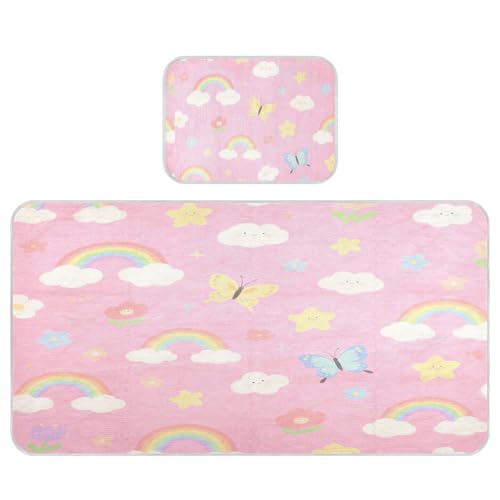 miaozhen Kühlende Babybett-Matratze, 71,1 x 132,1 cm, ultraweich, niedlich, rosa Regenbogen-Schmetterling, für Kinder und Erwachsene miaozhen Kühlende Babybett-Matratze, 71,1 x 132,1 cm, ultraweich, niedlich, rosa Regenbogen-Schmetterling, für Kinder und Erwachsene von miaozhen