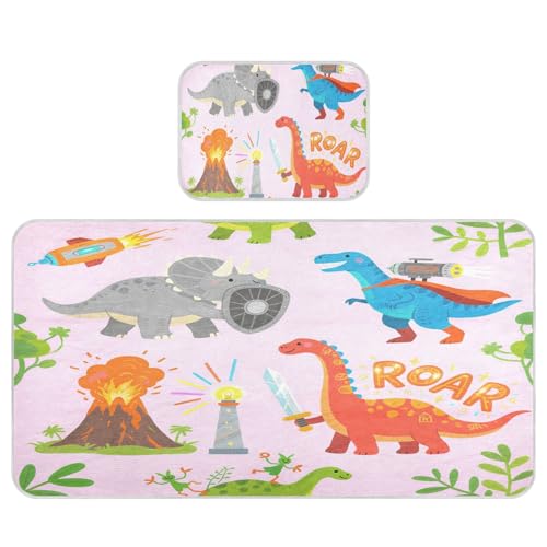 miaozhen Kühlende Babybett-Matratze, 71,1 x 132,1 cm, waschbar, Cartoon-Motiv, rosa Dinorsaurier, Dschungel, Vulkan, Kinderbett-Matratzenauflage für Kinder, Erwachsene miaozhen Kühlende Babybett-Matratze, 71,1 x 132,1 cm, waschbar, Cartoon-Motiv, rosa Dinorsaurier, Dschungel, Vulkan, Kinderbett-Matratzenauflage für Kinder, Erwachsene von miaozhen