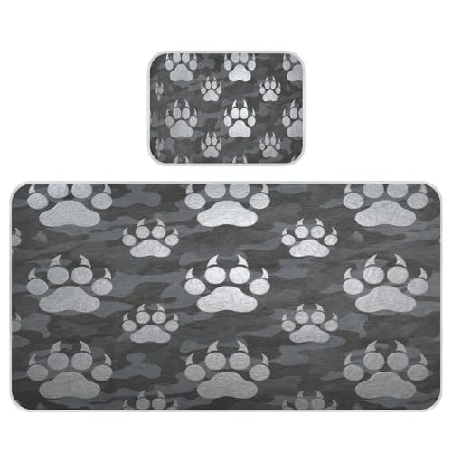miaozhen Kühlender Baby-Matratzenschoner für Kinderbett, 71,1 x 132,1 cm, wiederverwendbar, Tier-Fußabdruck, Bär, silber-schwarz, Urinierunterlagen für Kinder, Erwachsene miaozhen Kühlender Baby-Matratzenschoner für Kinderbett, 71,1 x 132,1 cm, wiederverwendbar, Tier-Fußabdruck, Bär, silber-schwarz, Urinierunterlagen für Kinder, Erwachsene von miaozhen