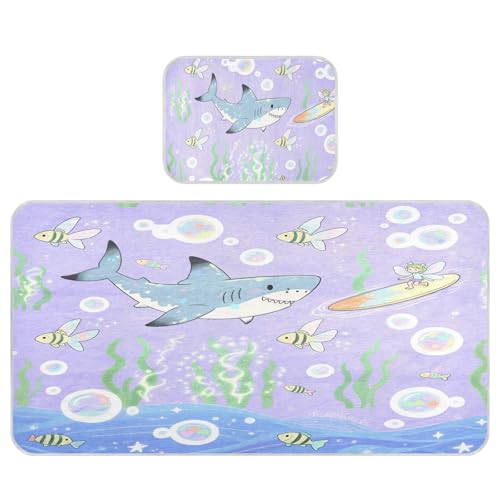 miaozhen Kühlender Babybett-Matratzenschoner, 71,1 x 132,1 cm, wiederverwendbar, Meerestiere, Shar1 (206), Dunkelblau, Pads für Kinder und Erwachsene von miaozhen