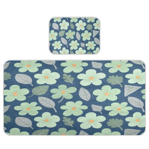 miaozhen Kühlender Matratzenschoner für Babybett, 71,1 x 132,1 cm, wiederverwendbar, dunkelgrüne Blumen und Blätter, dunkelblaue Matratzenauflage für Babys und Kleinkinder miaozhen Kühlender Matratzenschoner für Babybett, 71,1 x 132,1 cm, wiederverwendbar, dunkelgrüne Blumen und Blätter, dunkelblaue Matratzenauflage für Babys und Kleinkinder von miaozhen