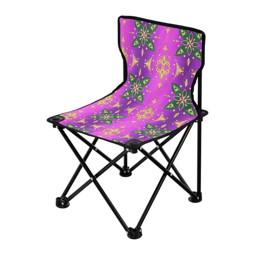 miaozhen Lila Grün Boho Muster Packbar Ultraleicht Campingstuhl Ultraleicht Eisangelstuhl mit Rückenlehne inkl. Tragetasche von miaozhen