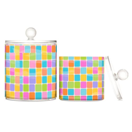 miaozhen Modischer, farbiger Glasblock zur Aufbewahrung mit Deckel, Badezimmer-Utensilien, dekorative Aufbewahrungsbehälter für Wattestäbchen, Wattepads, Zahnseide-Picker, Büroklammern miaozhen Modischer, farbiger Glasblock zur Aufbewahrung mit Deckel, Badezimmer-Utensilien, dekorative Aufbewahrungsbehälter für Wattestäbchen, Wattepads, Zahnseide-Picker, Büroklammern von miaozhen