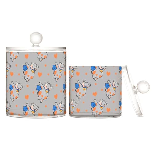 miaozhen Nilpferd, lustiges Tier, fliegendes Herz, orange/grau, transparenter Kunststoff, Lebensmittel-Organizer mit Deckel, Kommode, Essentials, dekorative Aufbewahrungsbehälter für Wattestäbchen miaozhen Nilpferd, lustiges Tier, fliegendes Herz, orange/grau, transparenter Kunststoff, Lebensmittel-Organizer mit Deckel, Kommode, Essentials, dekorative Aufbewahrungsbehälter für Wattestäbchen von miaozhen