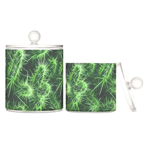 miaozhen Old Slow Style Kaktus Aufbewahrungsbehälter aus Kunststoff mit Deckel, Badezimmer-Utensilien, dekorative kleine Aufbewahrungsbehälter für Wattestäbchen, Wattepads, Zahnseide-Picker von miaozhen