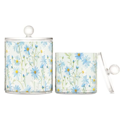 miaozhen Summer Fresh Blue Daisies Aufbewahrungsbehälter aus transparentem Kunststoff mit Deckel, Kommode, Essentials, dekorativer Aufbewahrungsbehälter für Wattestäbchen, Wattepads, Zahnseide-Picker miaozhen Summer Fresh Blue Daisies Aufbewahrungsbehälter aus transparentem Kunststoff mit Deckel, Kommode, Essentials, dekorativer Aufbewahrungsbehälter für Wattestäbchen, Wattepads, Zahnseide-Picker von miaozhen