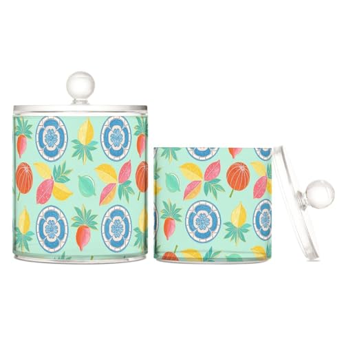 miaozhen Summer Lemon Aufbewahrungsbehälter aus Kunststoff, Boho-Stil, transparent, mit Deckel, Kommode, Essentials, dekorativer Aufbewahrungsbehälter für Wattestäbchen, Wattepads, Zahnseide-Picker miaozhen Summer Lemon Aufbewahrungsbehälter aus Kunststoff, Boho-Stil, transparent, mit Deckel, Kommode, Essentials, dekorativer Aufbewahrungsbehälter für Wattestäbchen, Wattepads, Zahnseide-Picker von miaozhen