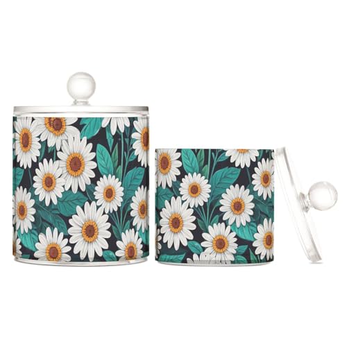 miaozhen Trendiger Lebensmittel-Organizer mit Deckel, mit Gänseblümchen, Blumenmuster, weiß, blaugrün, transparent, aus Kunststoff, für Kommode, Essentials, dekorative Aufbewahrungsbehälter für miaozhen Trendiger Lebensmittel-Organizer mit Deckel, mit Gänseblümchen, Blumenmuster, weiß, blaugrün, transparent, aus Kunststoff, für Kommode, Essentials, dekorative Aufbewahrungsbehälter für von miaozhen