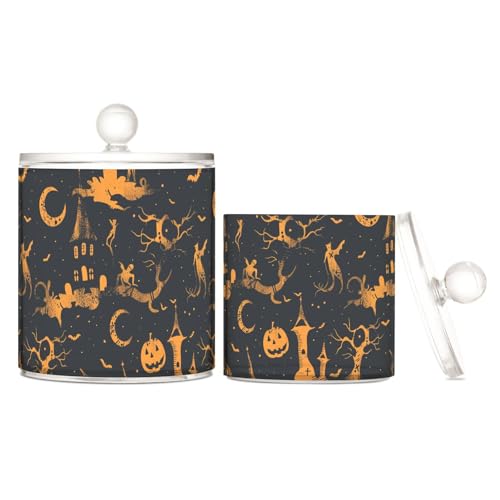 miaozhen Weird Witchy Elm Halloween transparenter Kunststoff-Süßigkeiten-Organizer mit Deckel, Kommode, Essentials, dekorativer Aufbewahrungsbehälter für Wattestäbchen, Wattepads, Zahnseide-Picker miaozhen Weird Witchy Elm Halloween transparenter Kunststoff-Süßigkeiten-Organizer mit Deckel, Kommode, Essentials, dekorativer Aufbewahrungsbehälter für Wattestäbchen, Wattepads, Zahnseide-Picker von miaozhen
