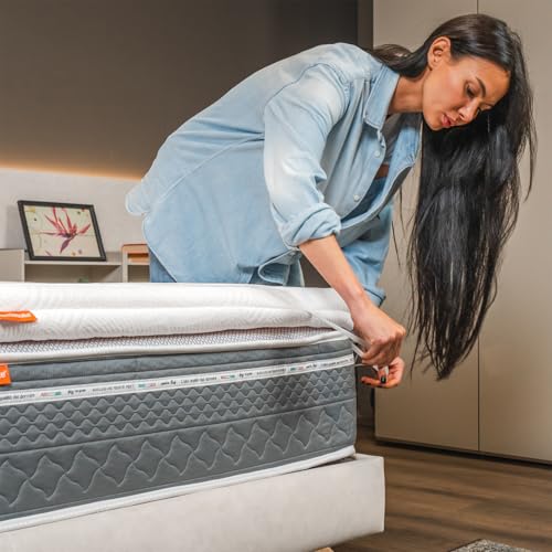 Matratzenauflage für Doppelbett, 170 x 190 cm, Höhe 5 cm, Matratzenauflage aus Memory-Schaum – abnehmbarer Bezug, Medizinprodukt, hergestellt in Italien, 100 % von miasuite i sogni italiani