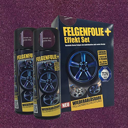 mibenco FELGENFOLIE+ Effekt Set, 2 x 400 ml, Kristalleffekt, Volcanic Red Crystal Effect (€ 3,75 / 100 ml) von mibenco