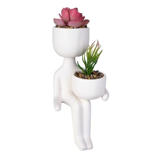 mica Living Blumentopf Figur mit Kunstblumen - weiß - ca. 12 x 10 x 22 cm von mica Living