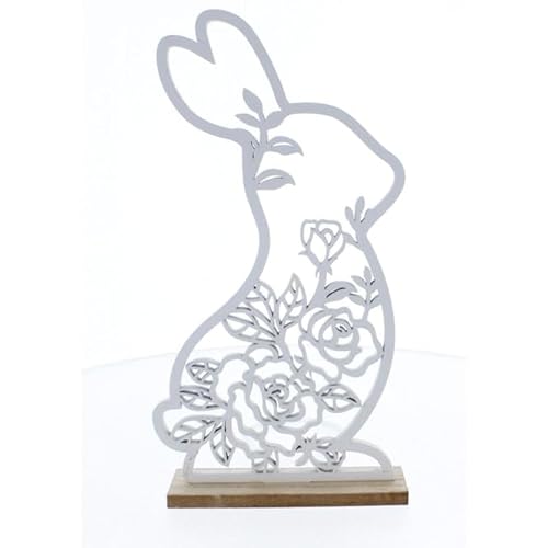 mica Living Hasen Silhouette auf Platte weiß/braun - ca. 15,5 x 4,2 x 30 cm von mica Living