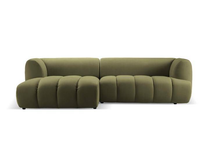 Micadoni 4-Sitzer-Ecksofa Harry links aus Samt Grün Samt 260x72x160 cm NADUVI von micadoni
