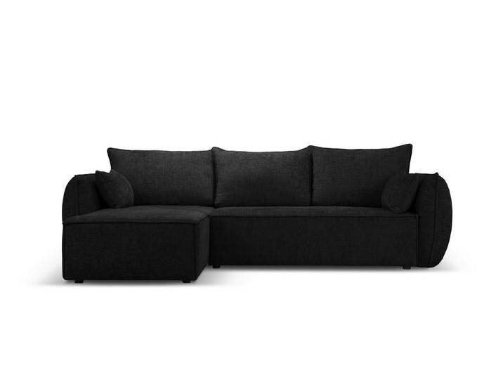 Micadoni Ecksofa Kaelle, 4-Sitzer mit Schlaffunktion, schwarz, Schwarz von micadoni