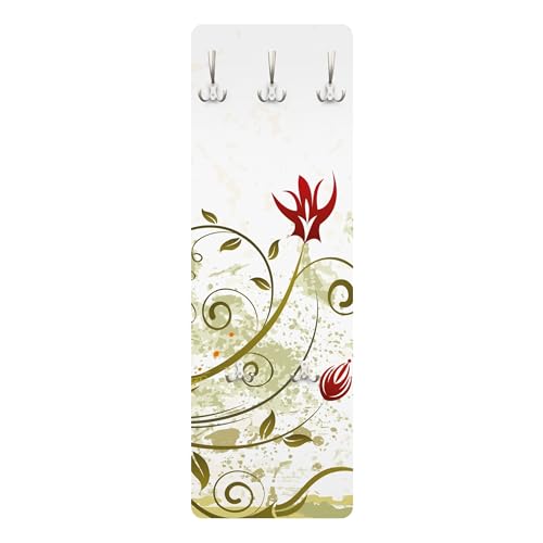 Wandgarderobe inkl. 5 Haken Blumen Floral platzsparendes Design - Made in Germany - Ornamente Modern Flurgarderobe grün schmal Garderobenpaneel 1375 von micasia