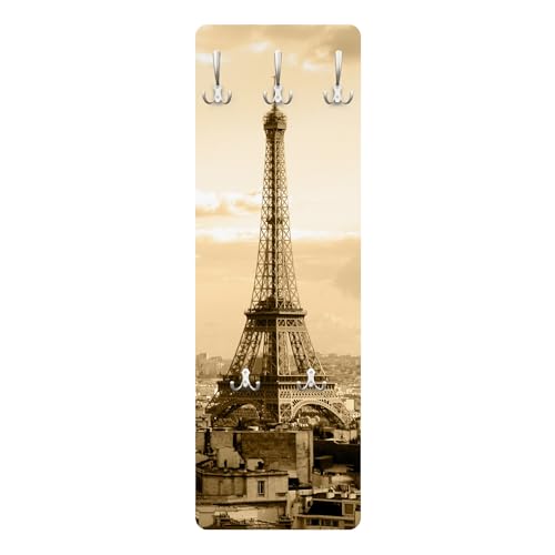 Wandgarderobe inkl. 5 Haken Skyline Stadt platzsparendes Design - Made in Germany - Stadt Modern Flurgarderobe gold schmal Garderobenpaneel 1541 von micasia