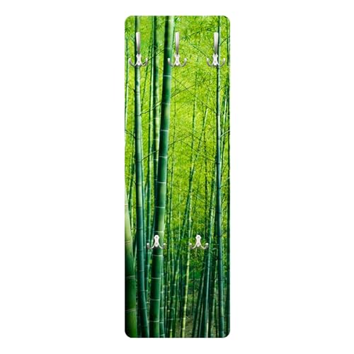 Wandgarderobe inkl. 5 Haken Wald Bäume platzsparendes Design - Made in Germany - Motiv Modern Flurgarderobe grün schmal Garderobenpaneel 1084 von micasia