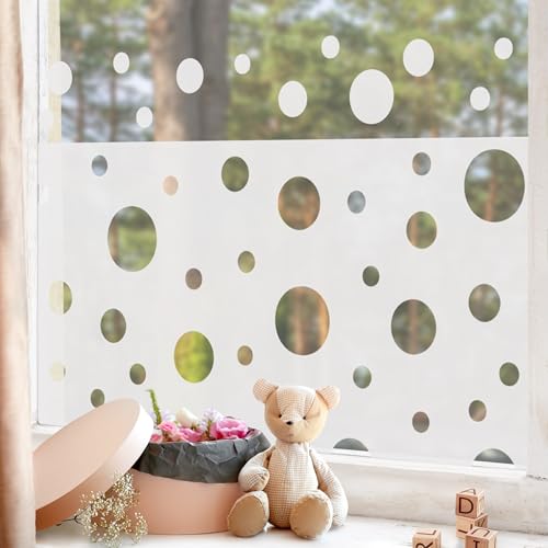 micasia Fensterfolie statisch haftend Muster Sichtschutz Milchglas - Made in Germany - Punkte Modern Blickdicht Scheibe Innen Küche Glas 1689 (140x80cm) von micasia
