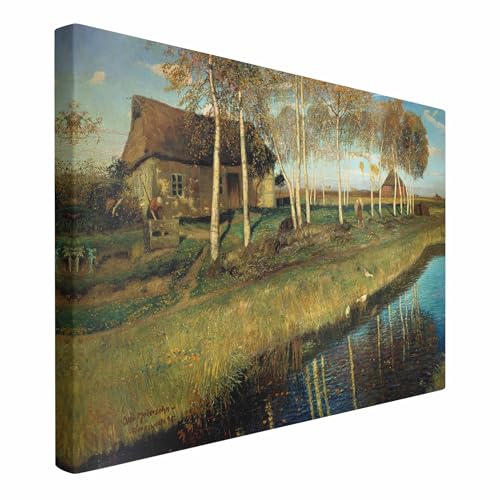 micasia Leinwandbild Otto Modersohn Kunstdruck Bild Leinwand Wanddeko - Made in Germany - Kunstkopie Wandbild Modern grün Wohnzimmer Schlafzimmer Canvas 1664 (90x60cm) von micasia