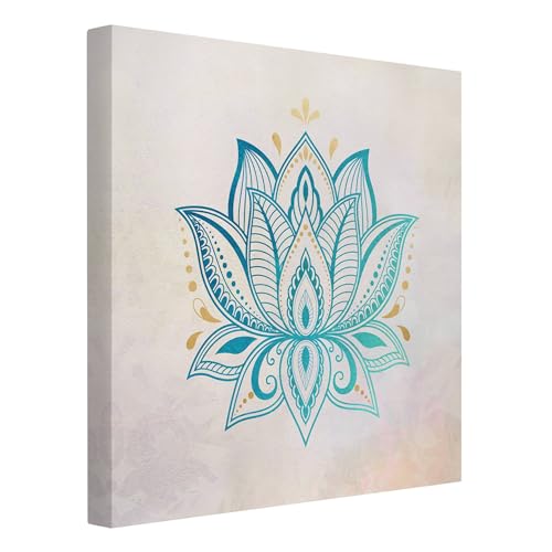 micasia Leinwandbild Spirituell Bild Leinwand Wanddeko - Made in Germany - Mandala Orientalisch türkis Wohnzimmer Schlafzimmer Canvas 10677 (70x70cm) von micasia